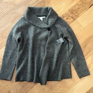 Max Studio Heathered Grey Wrap Sweater Jacket Sz XL
